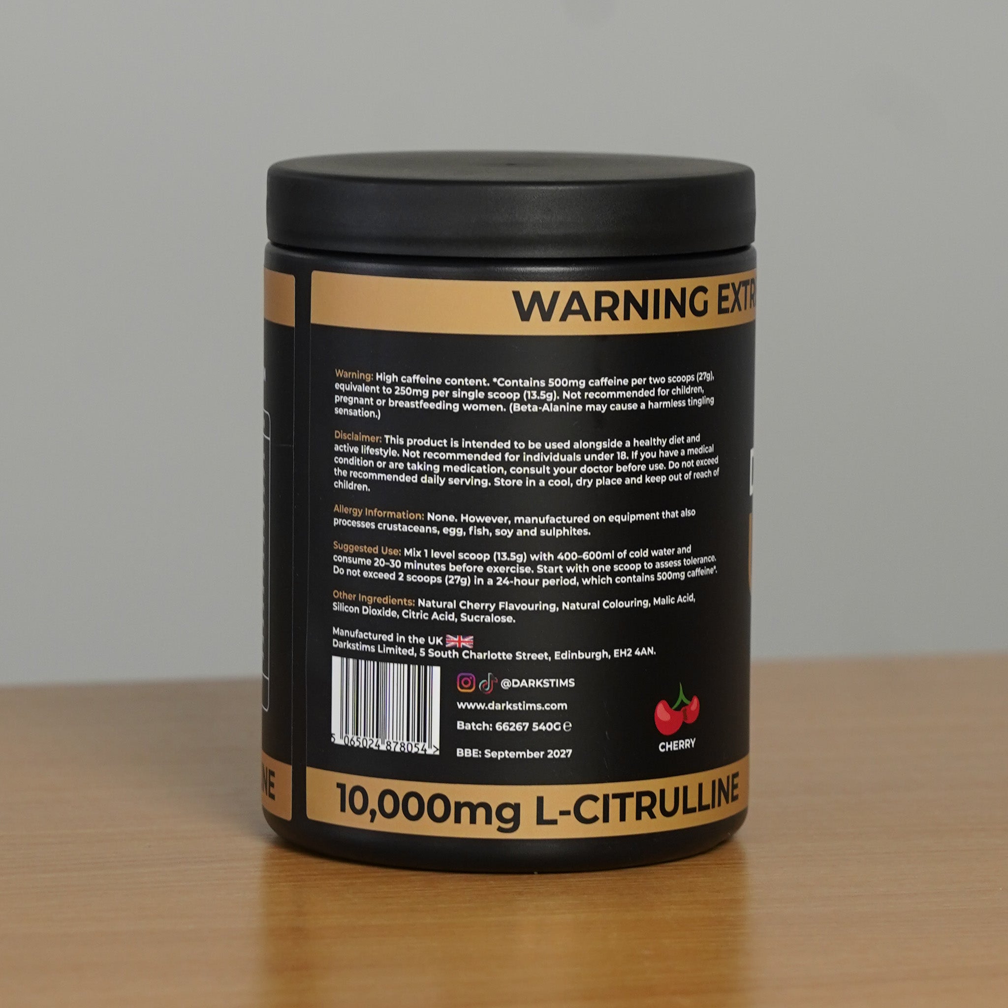 Darkstims Ultra Pre Back Label