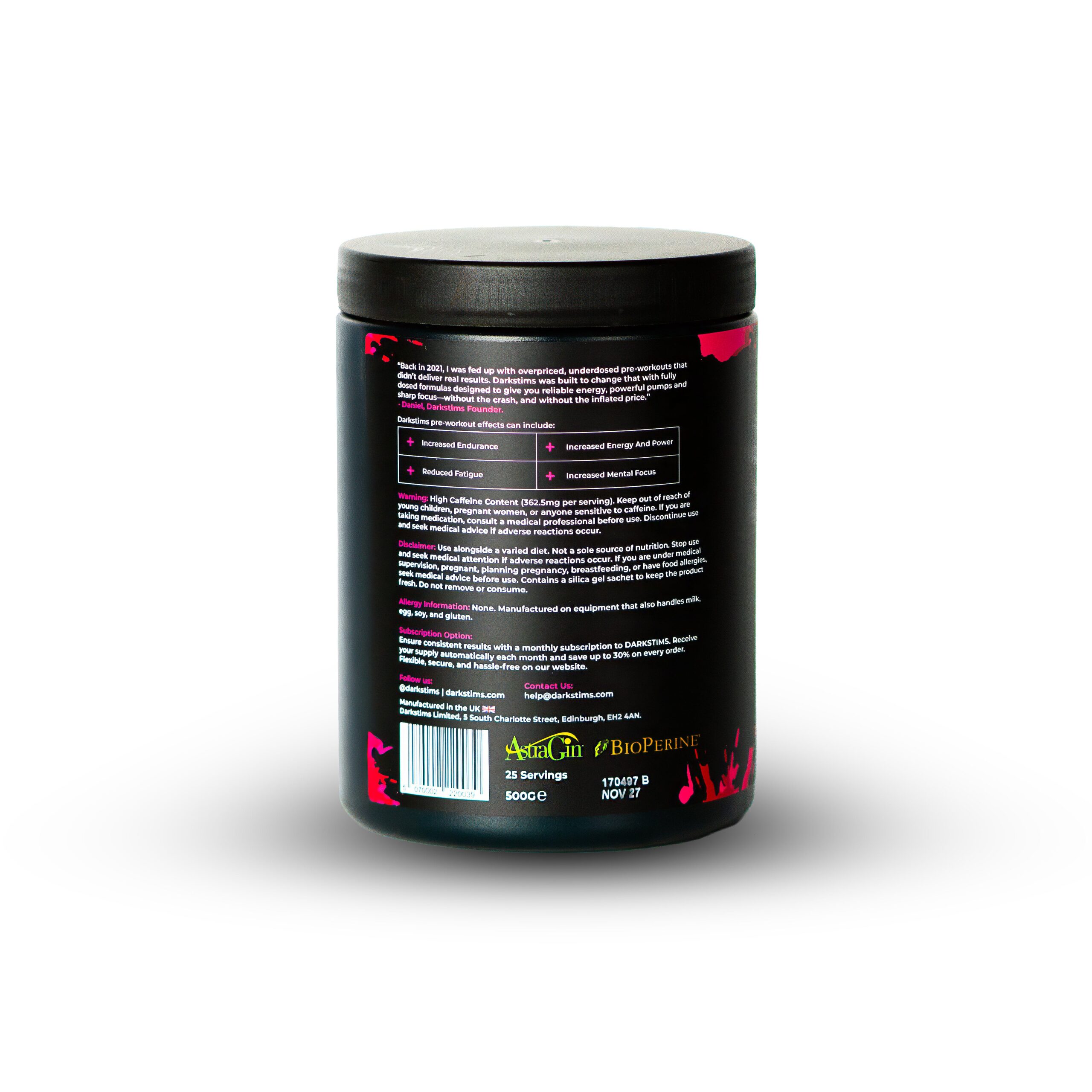 Darkstims Pre V4 Supplement Facts