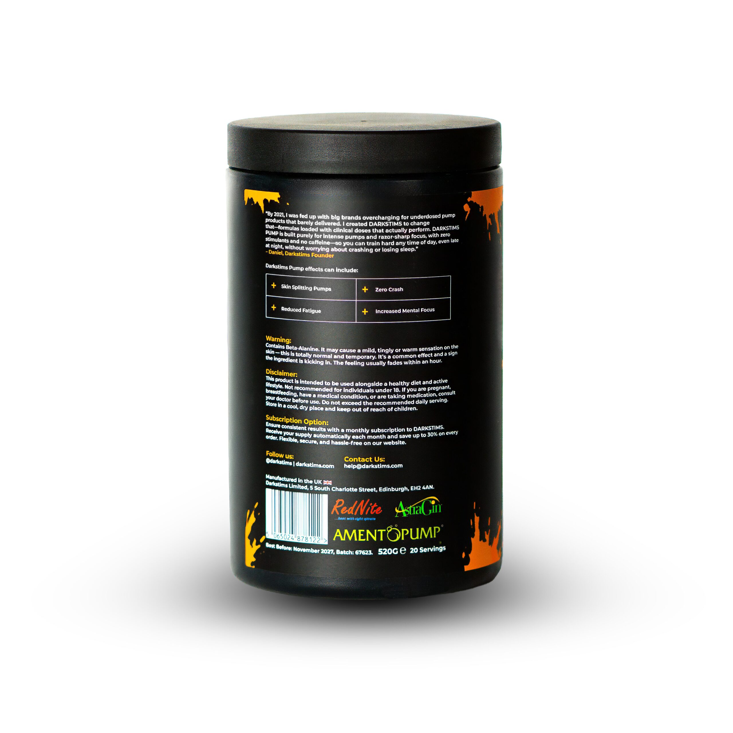 Darkstims Pump Supplement Facts